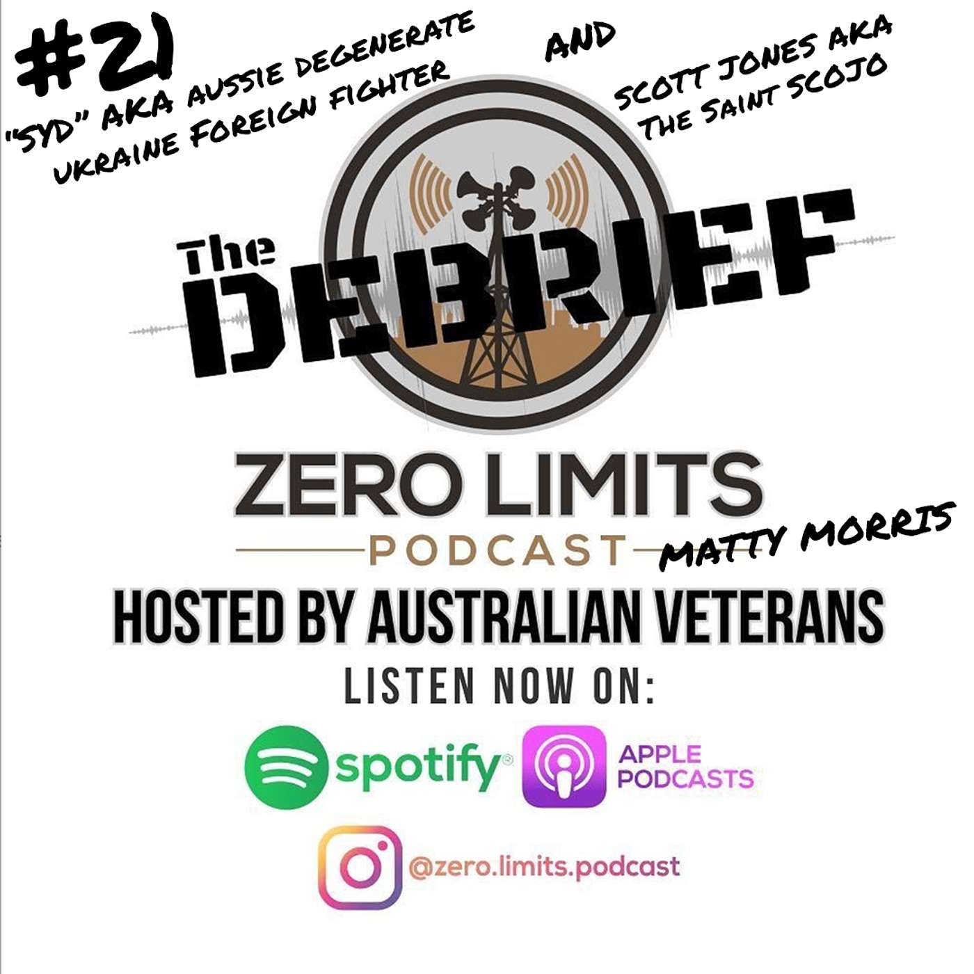 THE DEBRIEF #21 hosted by Zero Limits Podcast Matty Morris with "Syd" aka Aussie Degenerate Ukraine Foreign Fighter and Scott Jones aka The Saint SCOJO