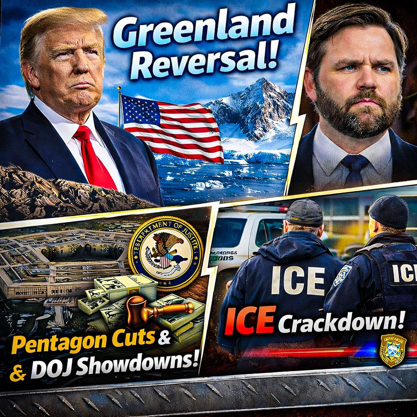 Greenland Reversal, VP Security Questions, Pentagon Cuts & ICE Enforcement episode artwork