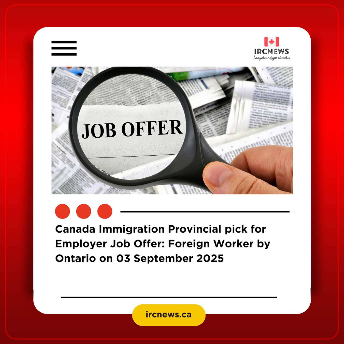 Canada Immigration Provincial pick for Employer Job Offer: Foreign Worker by Ontario on 03 September 2025 episode artwork