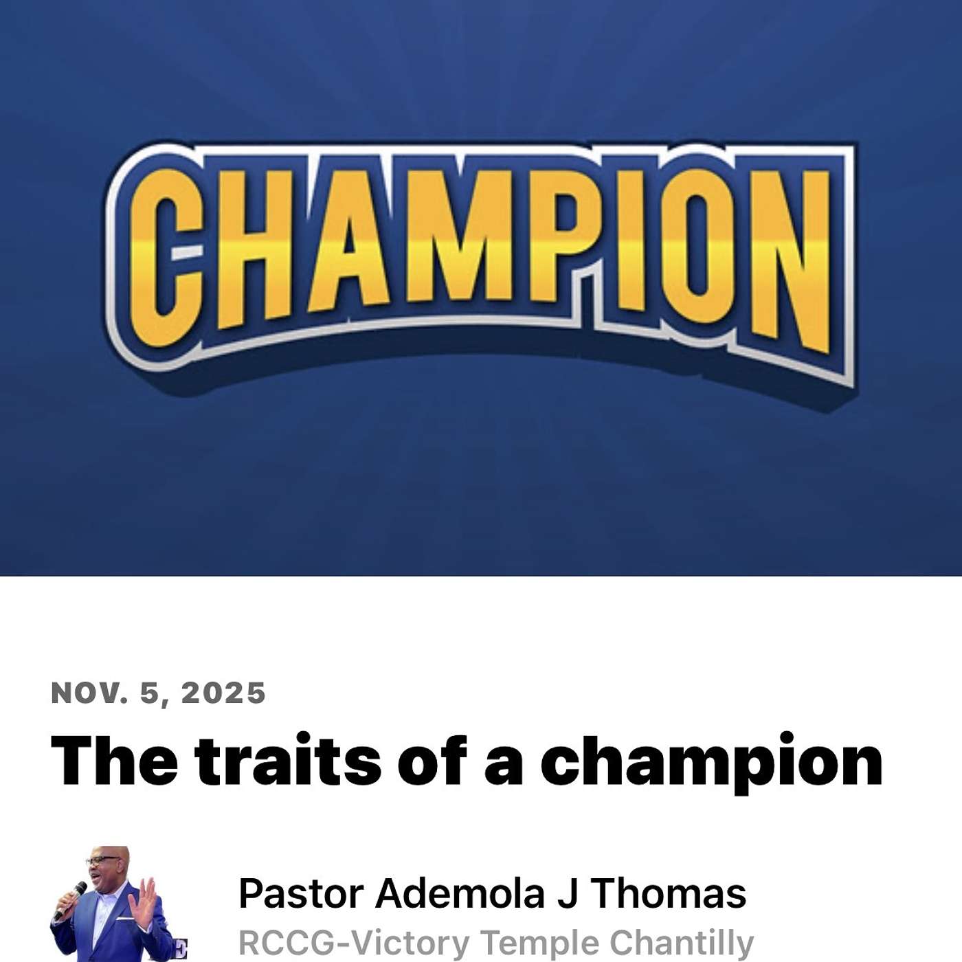 The trait of a champion. episode artwork