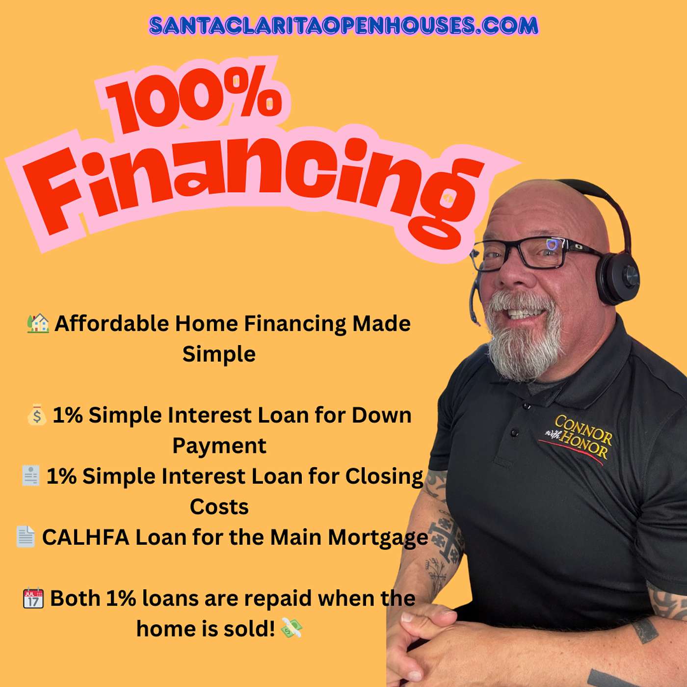 100 percent is financing when buying homes in Santa Clarita CA - not a grant with 2 simple interest loans