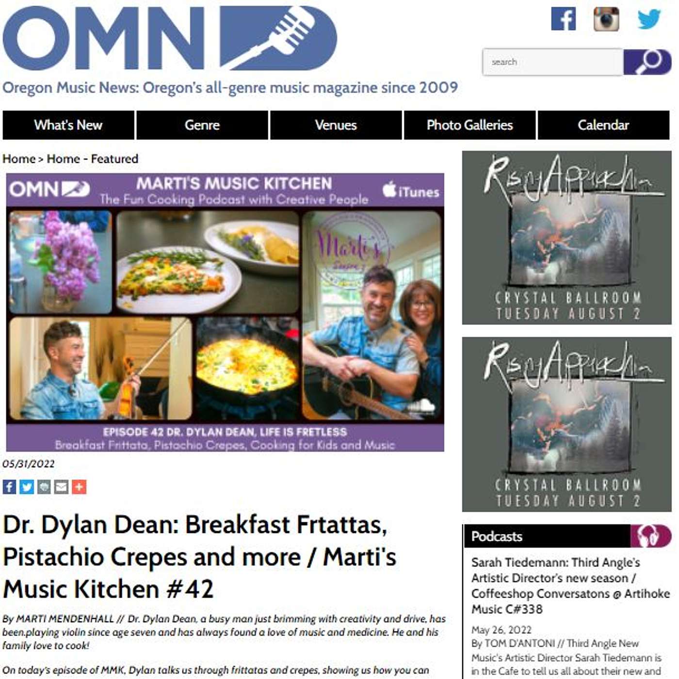 MMK S3-42 Dylan Dean Savory Frittata and Pistachio Crepes Live Music Life Is Fretless