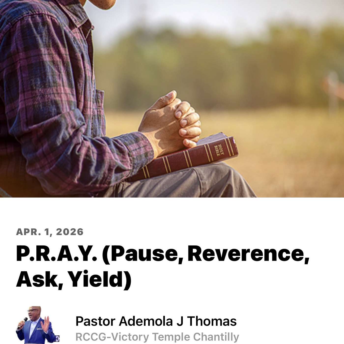 P.R.A.Y. (Pause, Reverence, Ask, Yield) episode artwork