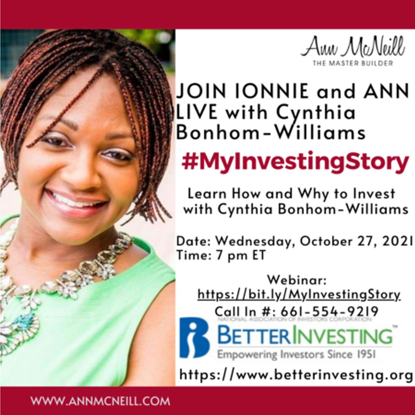 Learn How and Why to Invest with Cynthia Bonhom-Williams #MyInvestingStory episode artwork