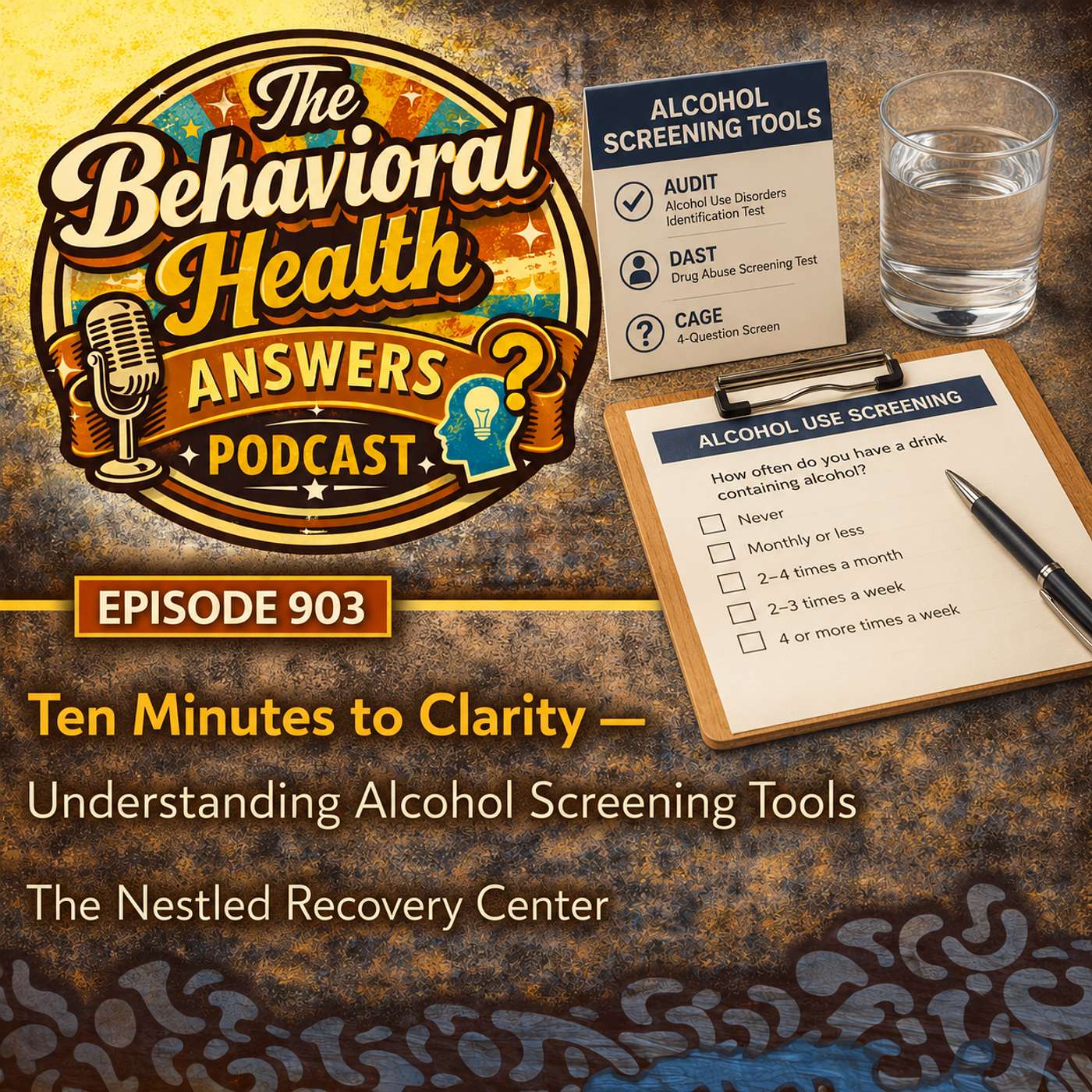 Episode 903: Ten Minutes to Clarity - Understanding Alcohol Screening Tools | The Nestled Recovery Center episode artwork