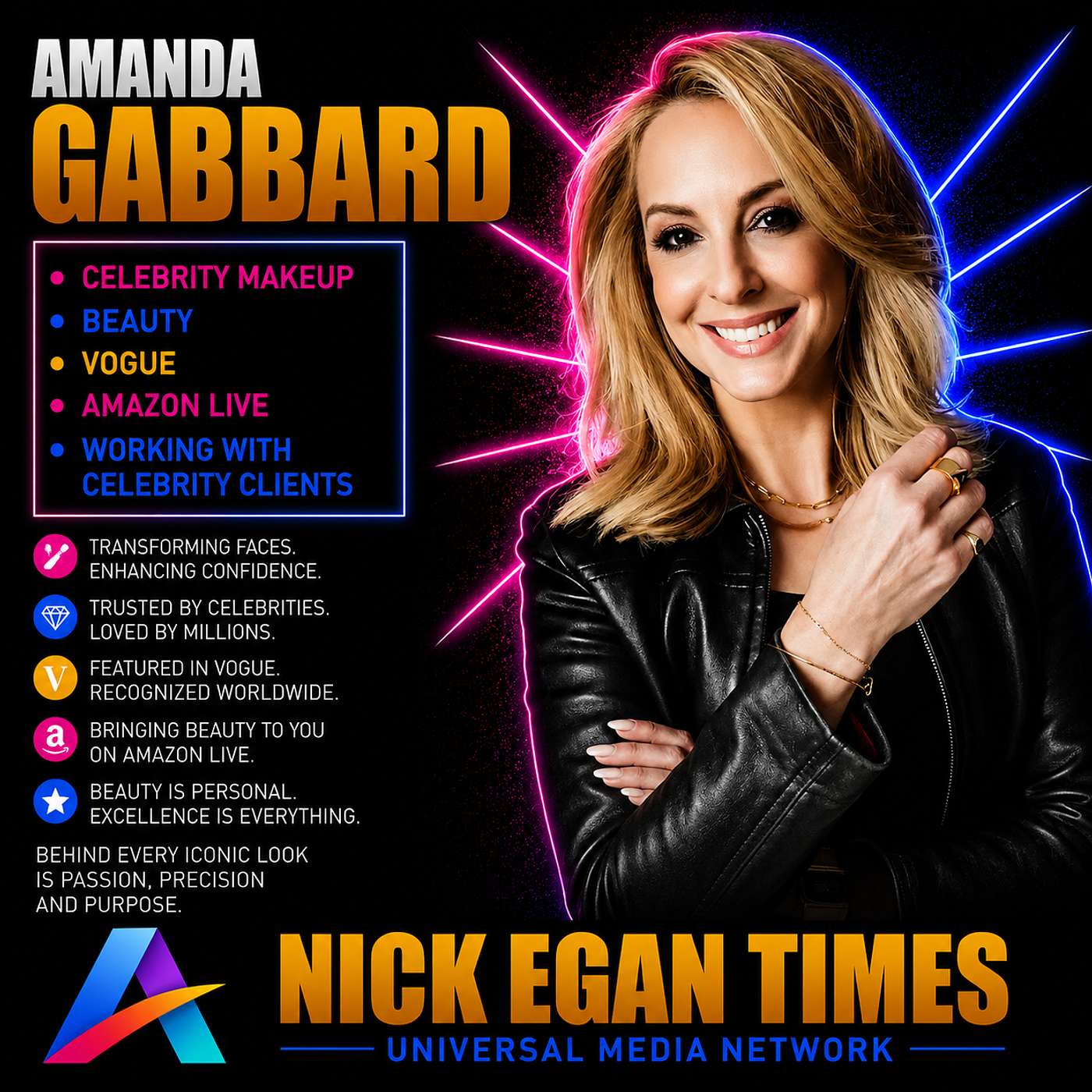 Amanda Gabbard Celebrity Makeup, Beauty, Vogue, Amazon Live & Working with Celebrity Clients | Nick Egan Times episode artwork