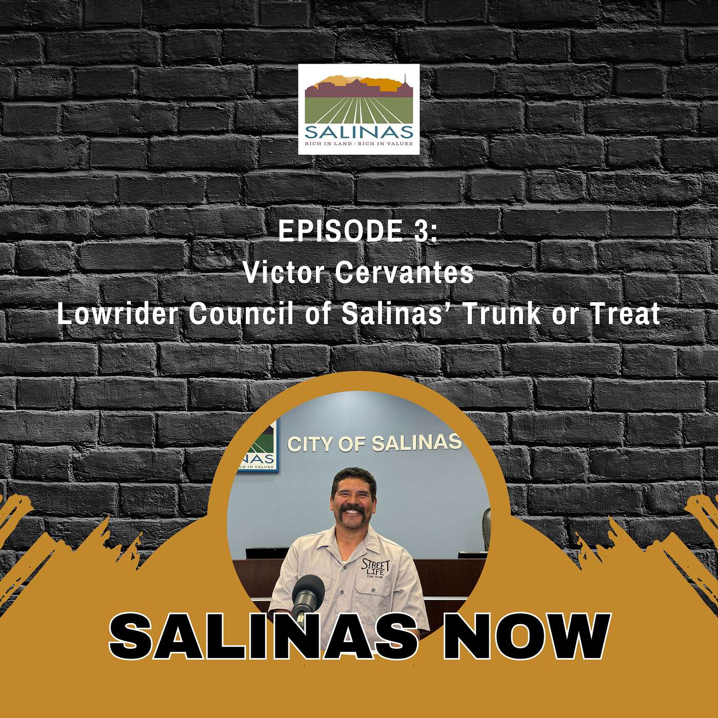 Victor Cervantes on the Lowrider Council of Salinas' Trunk or Treat episode artwork
