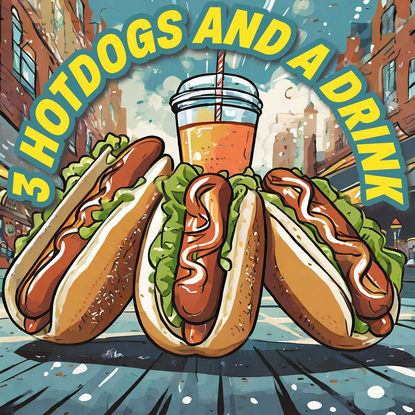 Three Hotdogs and a Drink podcast artwork