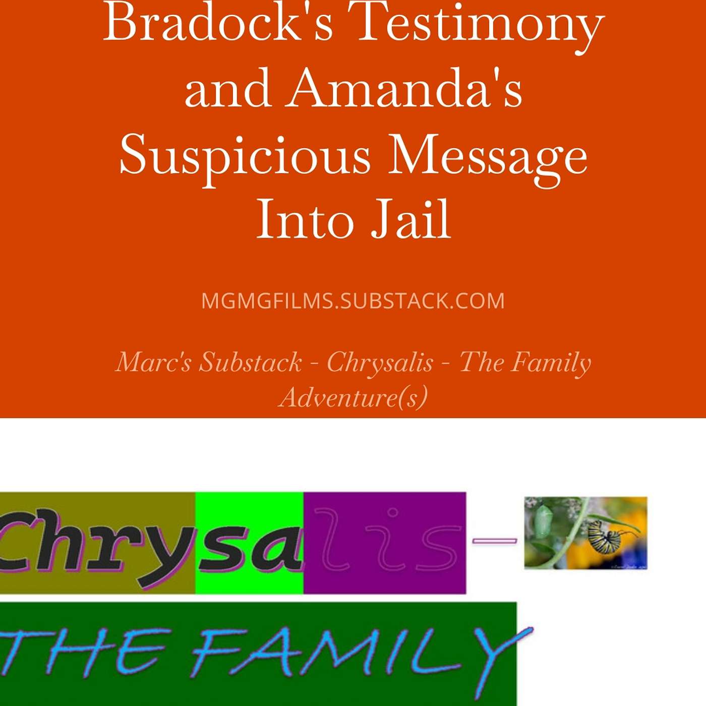 Episode 85 - CHRYSALIS  - THE FAMILY ADVENTURE(S) Ms. Bradock's Testimony and Amanda's Suspicious Message Into Jail episode artwork