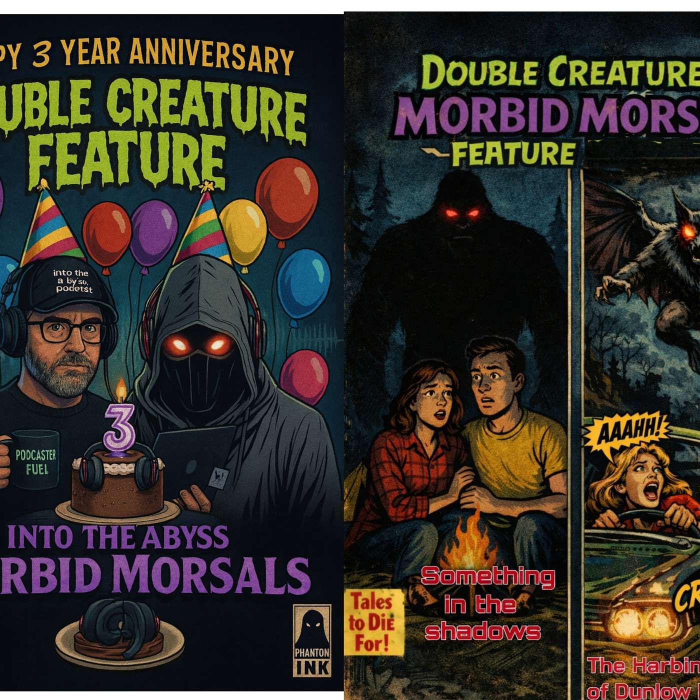 Morbid Morsals. Season 3. Episode 13. 3 Year Anniversary Double Creature Feature. episode artwork