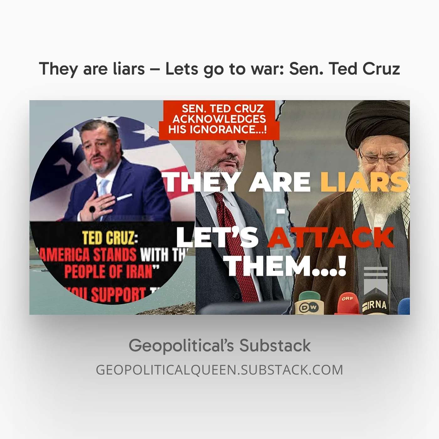 Sen Ted Cruz accused of pushing Trump to war for foreign interests