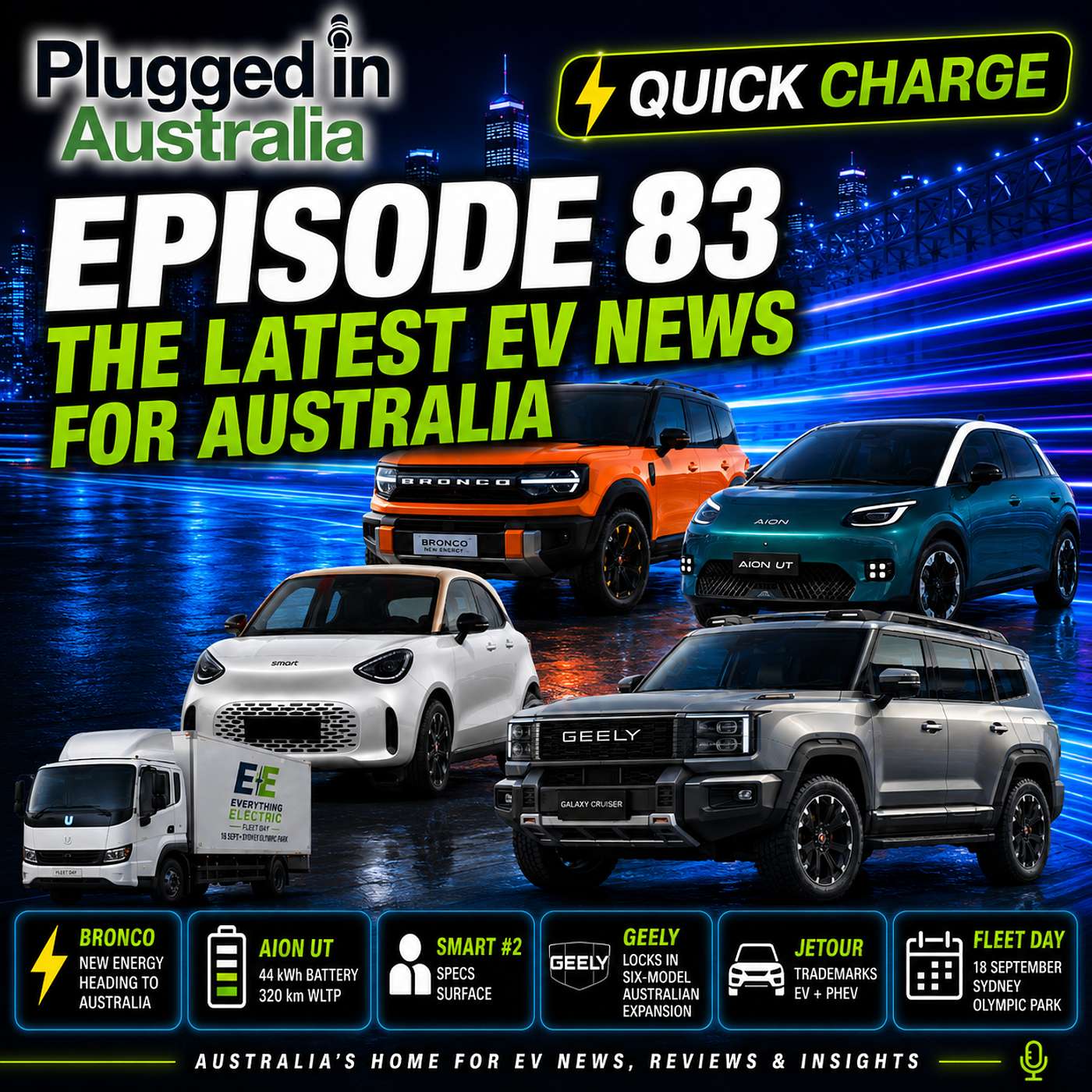 Episode 83; Quick Charge :Ford Bronco EREV for Australia, Geely’s Six-Model Push episode artwork